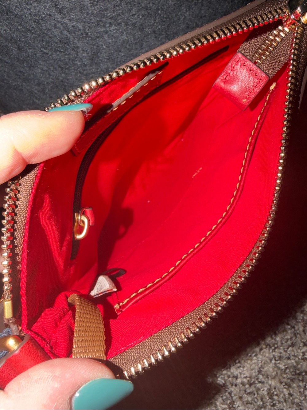 Dooney & Bourke Red Leather Letter Carrier Crossbody with Front Zip - Picture 8 of 9